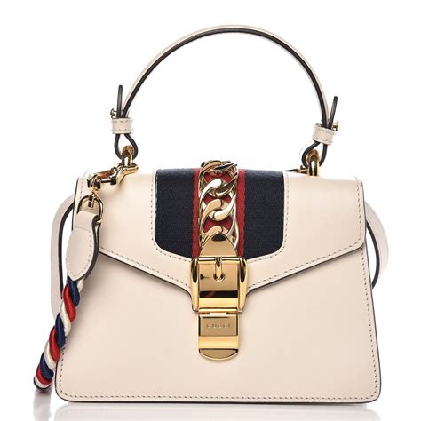 gucci sylvie mini chain bag|GUCCI Calfskin Mini Sylvie Chain Shoulder Bag White.